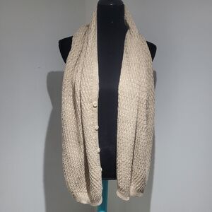 Bench Women's Cotton Blend Adjustable Knit 7-Way Cozy 60x18" Scarf Buttons Tan